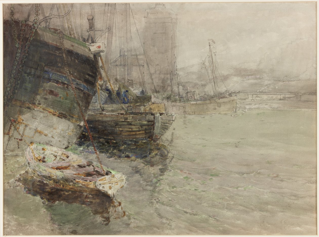 North Shields Fish Quay (akvarell és ceruza papíron) alkotó: George Edward Horton