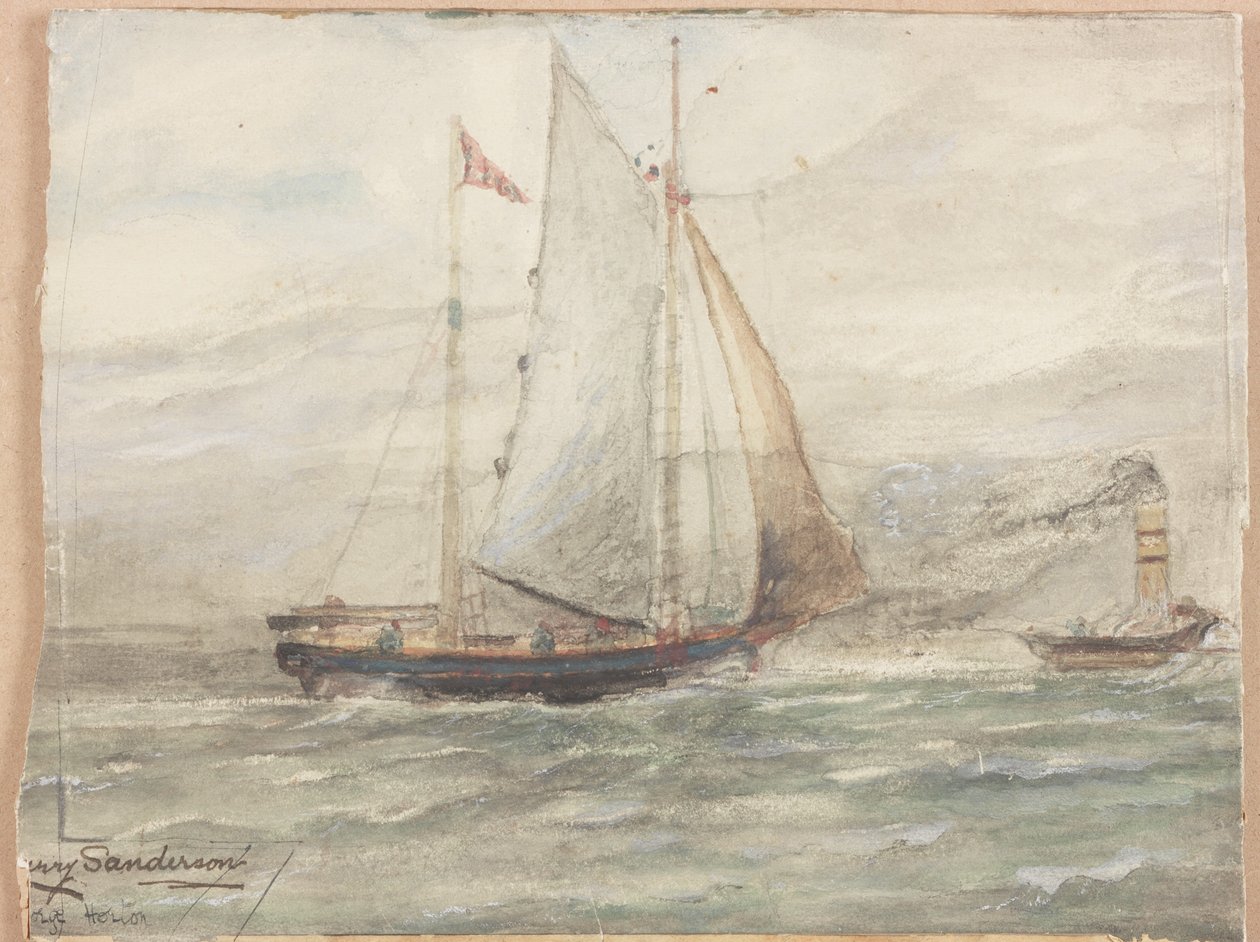 Vitorlás (testszín, szén és akvarell a fedélzeten) alkotó: George Edward Horton