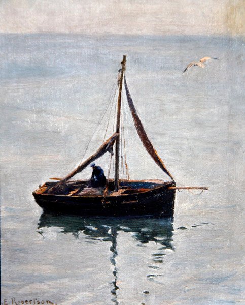 A háló javítása, 1910 körül (olaj, vászon) alkotó: George Edward Robertson