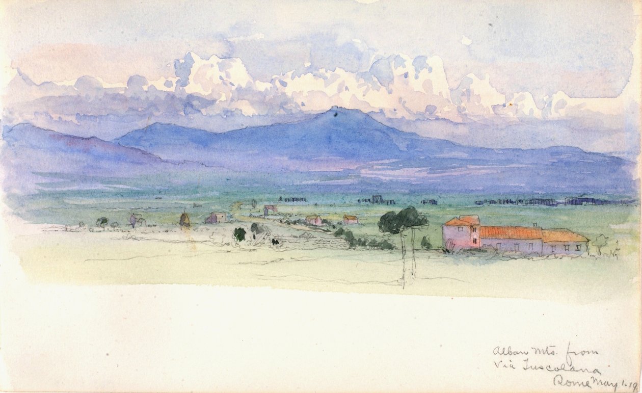 Alban-hegység a Via Tuscolana-ról, Róma, 1900. alkotó: George Elbert Burr