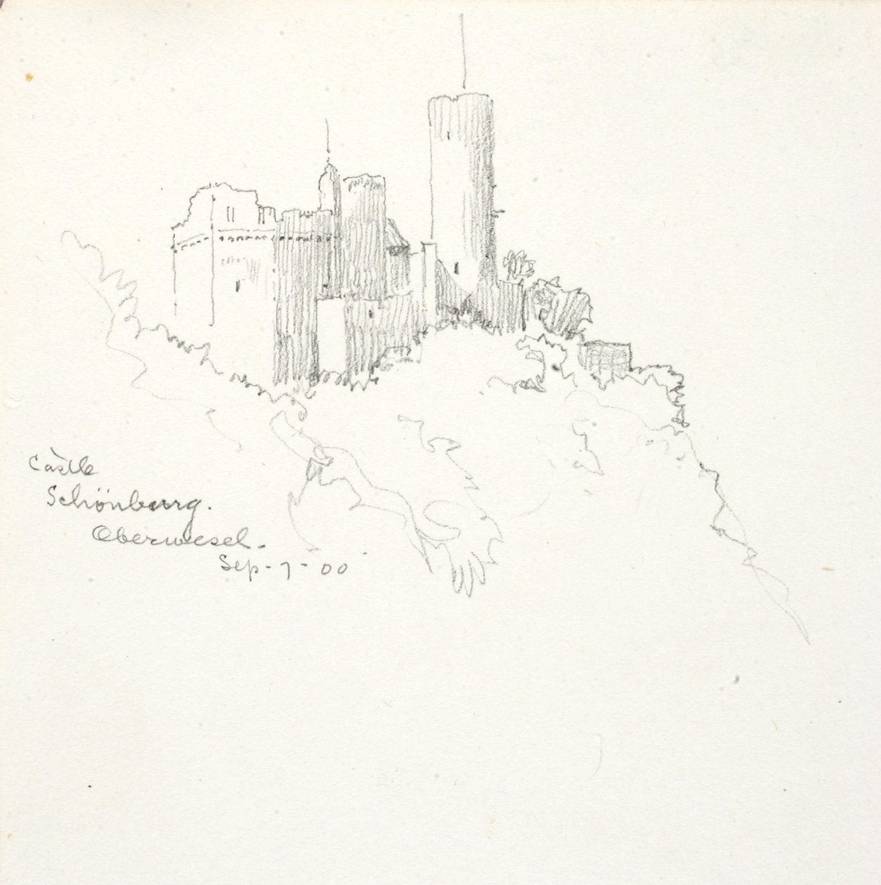 Schönburg kastély, Oberwesel alkotó: George Elbert Burr