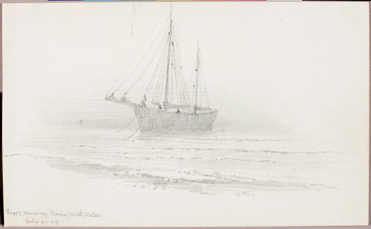 Ködös reggel, Nevin, Észak-Wales alkotó: George Elbert Burr