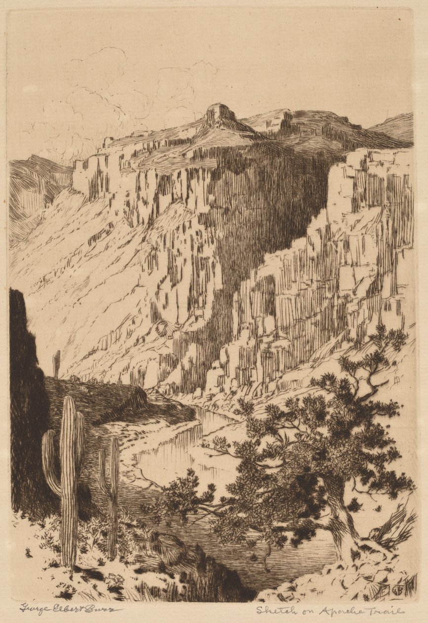 Vázlat az Apache Trailről, Arizona alkotó: George Elbert Burr