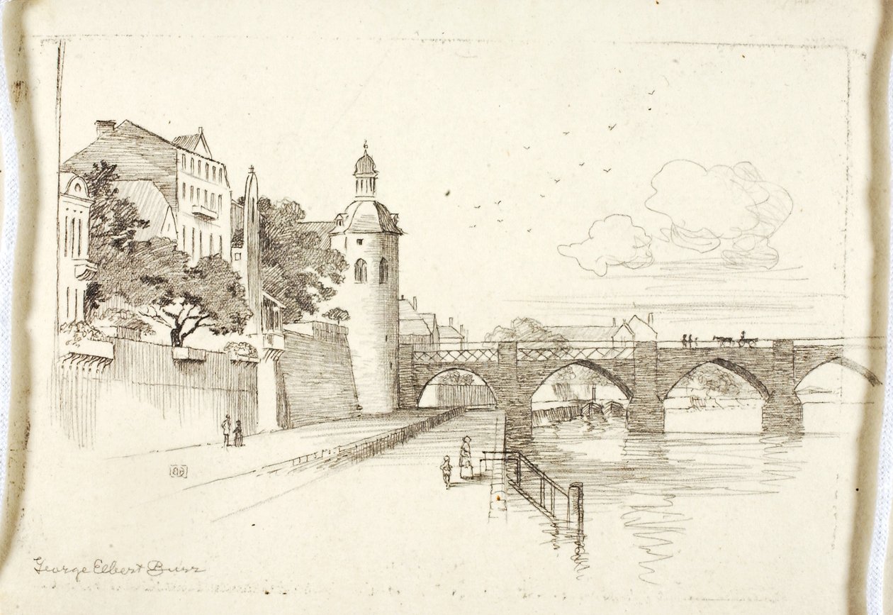 Cím nélkül (Régi híd a Mosel felett) alkotó: George Elbert Burr