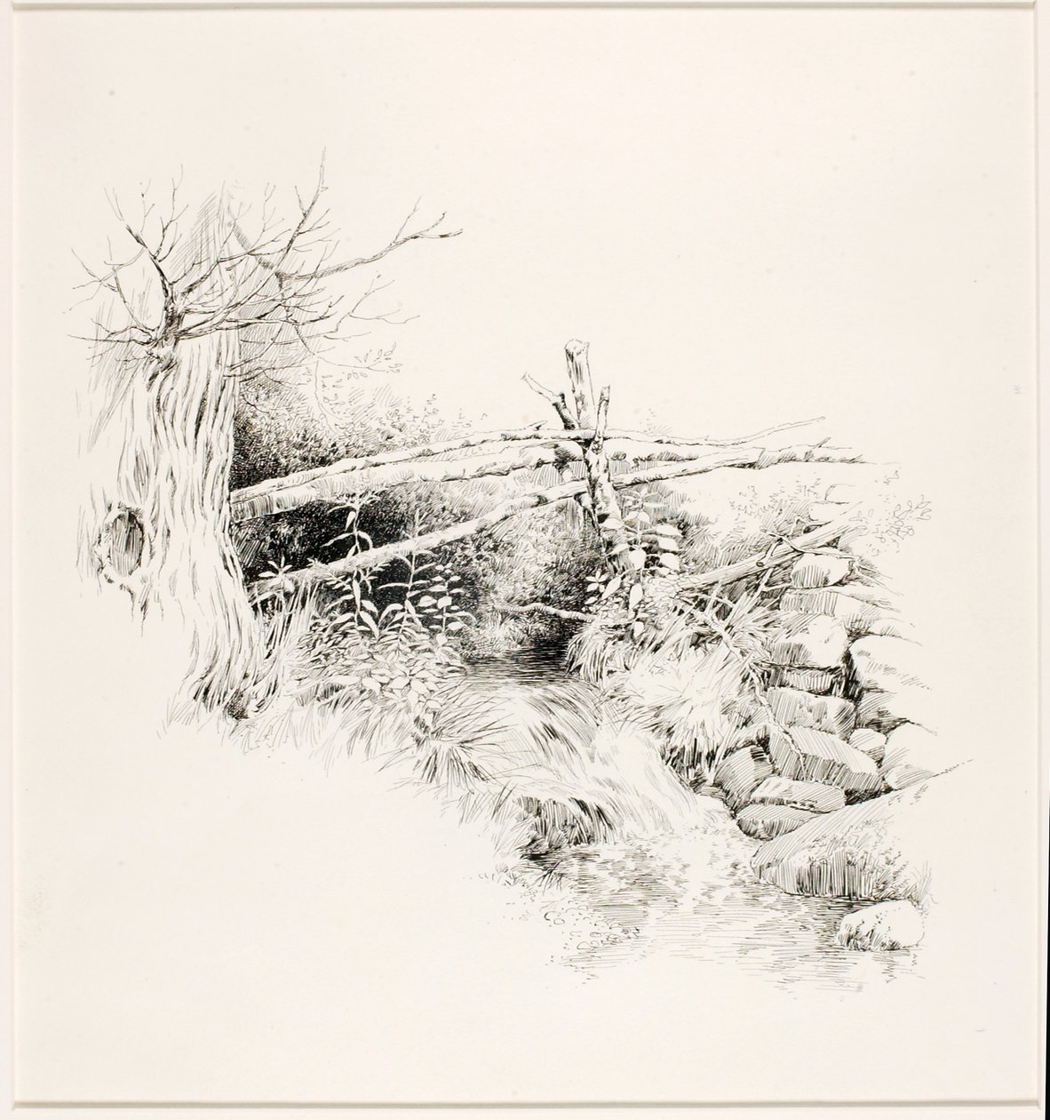 Cím nélkül (Woodland Stream) alkotó: George Elbert Burr