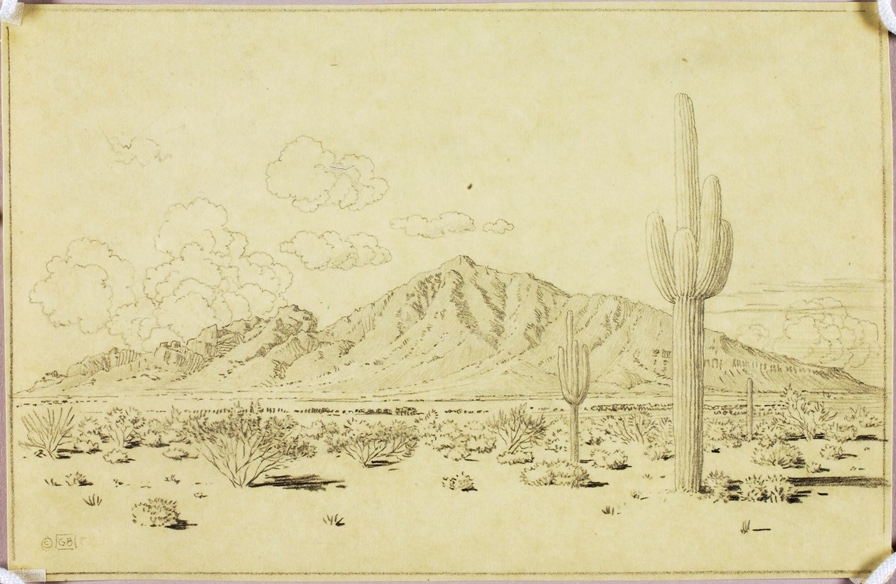 Cím nélkül (átviteli rajz a phoenixi Camelback Mountainhoz) alkotó: George Elbert Burr