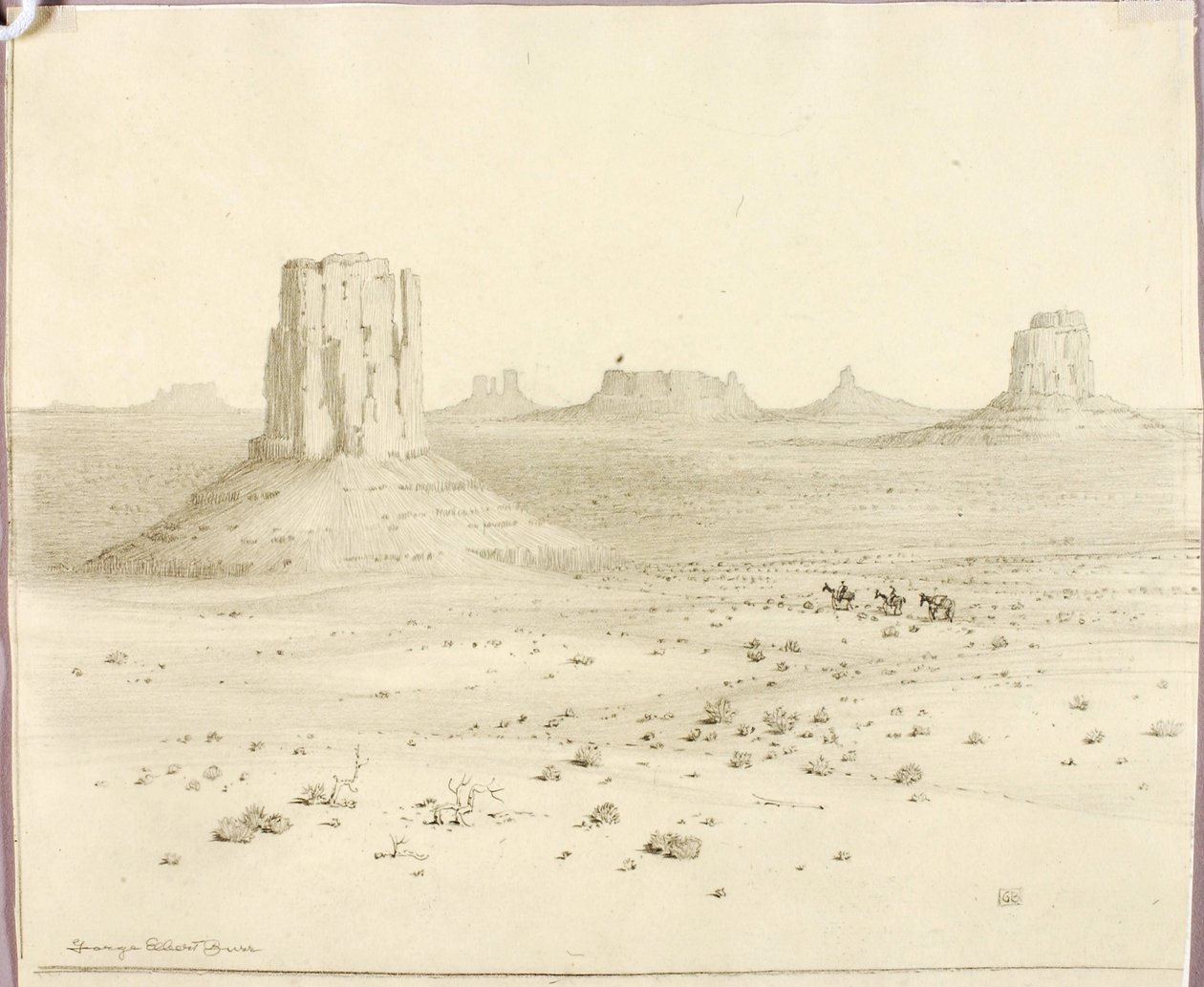 Cím nélkül (átvitt rajz a „Desert Monuments, Arizona” című műhöz) alkotó: George Elbert Burr