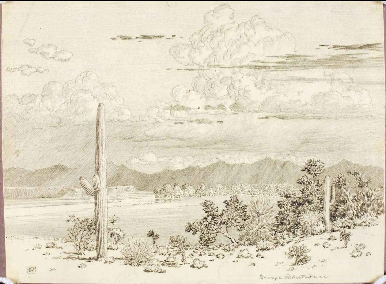 Cím nélkül (átvitt rajz a Verde-folyóról, Apache rezervátum, Arizona) alkotó: George Elbert Burr