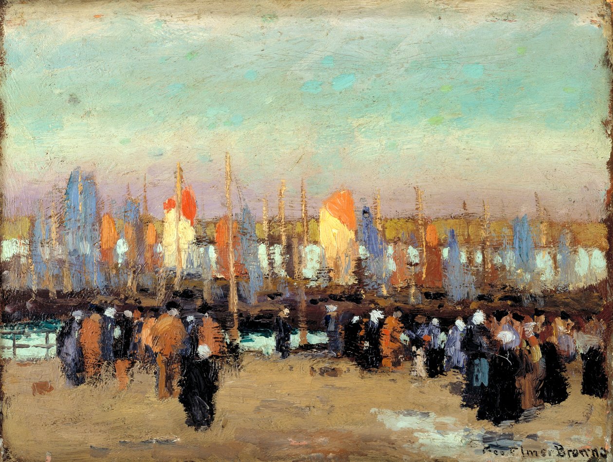 Kikötői jelenet halászhajókkal alkotó: George Elmer Browne