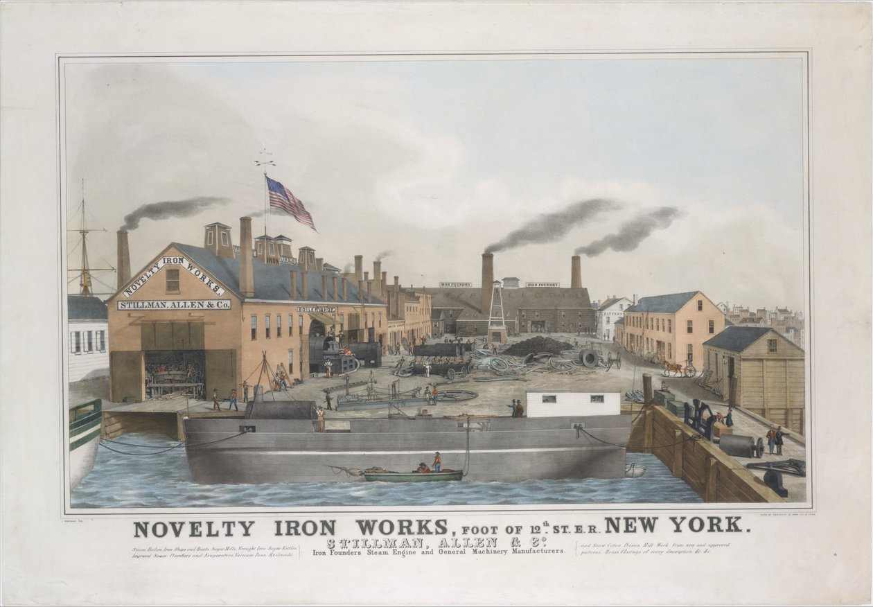 Újdonság Vasművek, Foot of 12th St. E.R. New York. Stillman, Allen & Co., vasalapító..., 1841-44. alkotó: George Endicott