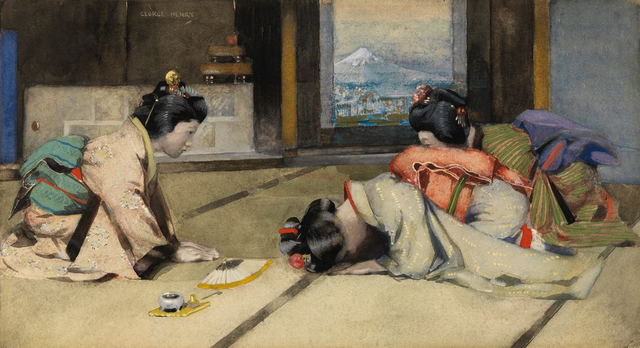 An at-home in Japan, or Salutations (watercolor on paper) alkotó: George F. Henry
