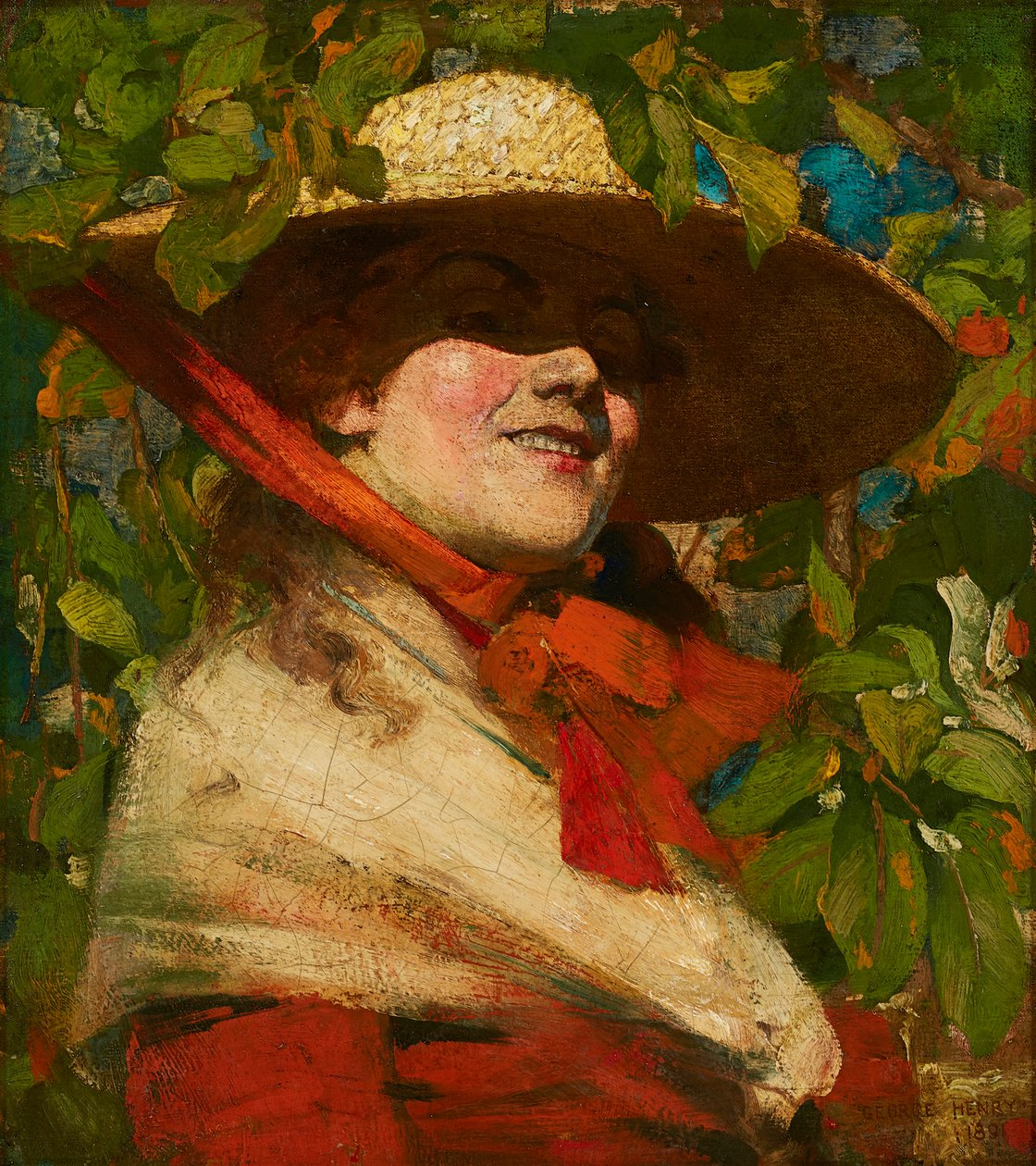 Lány szalmakalapos (olaj, vászon) alkotó: George F. Henry