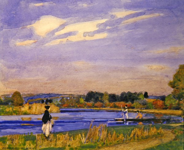 A folyón (akvarell ceruza fölött, papíron) alkotó: George F. Henry