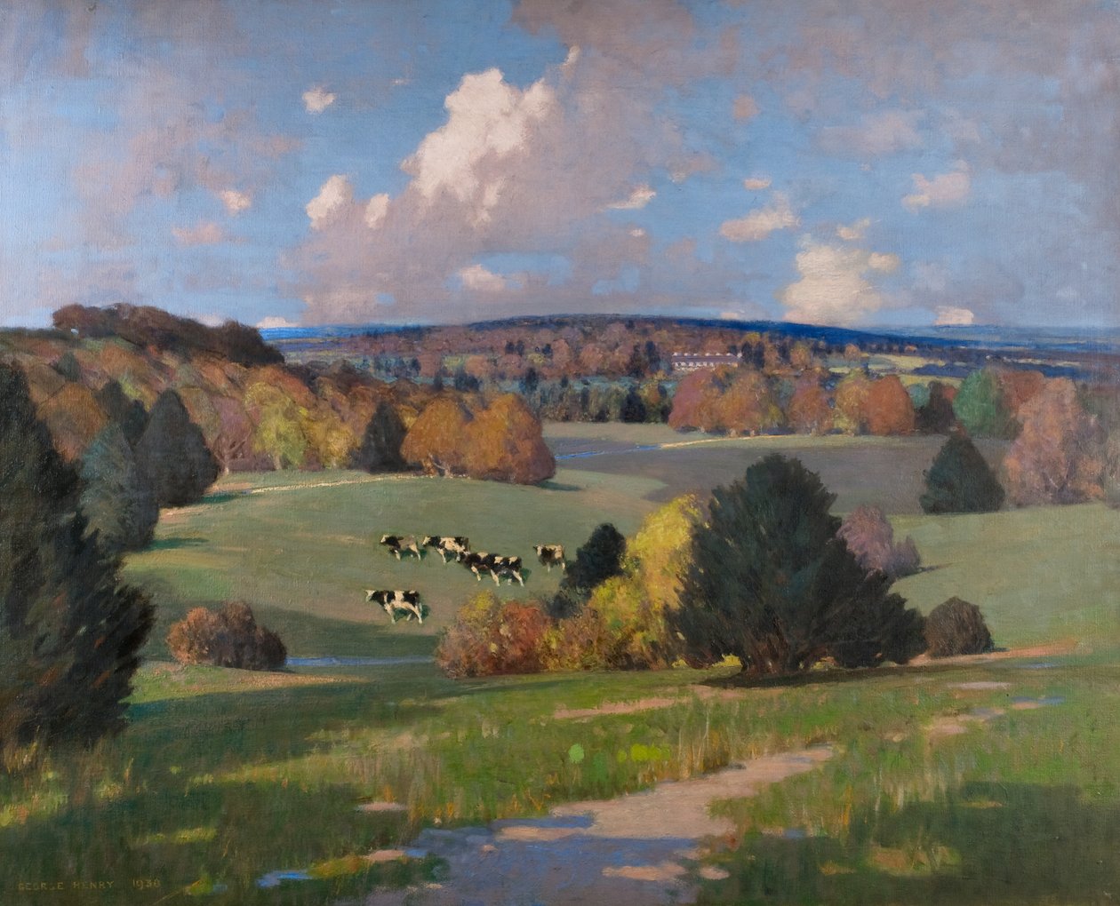 Sussexi táj szarvasmarhákkal alkotó: George F. Henry