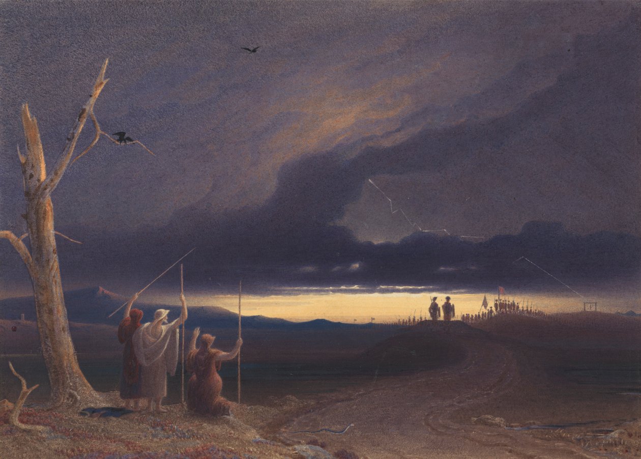 Macbeth és Banquo a Heath-en alkotó: George Fennell Robson