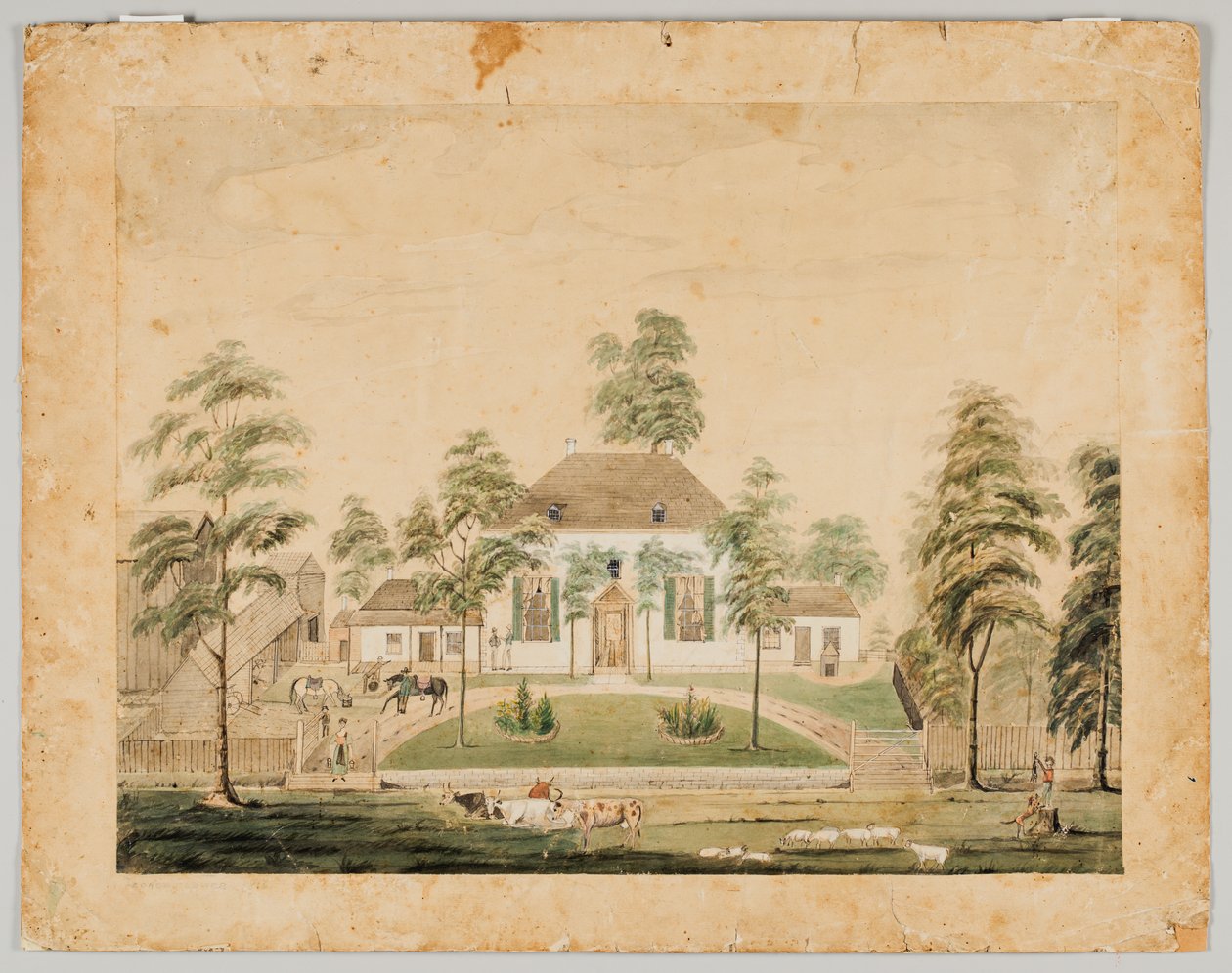 Park House, Albion, Illinois, 1816 (wc papíron) alkotó: George Flower