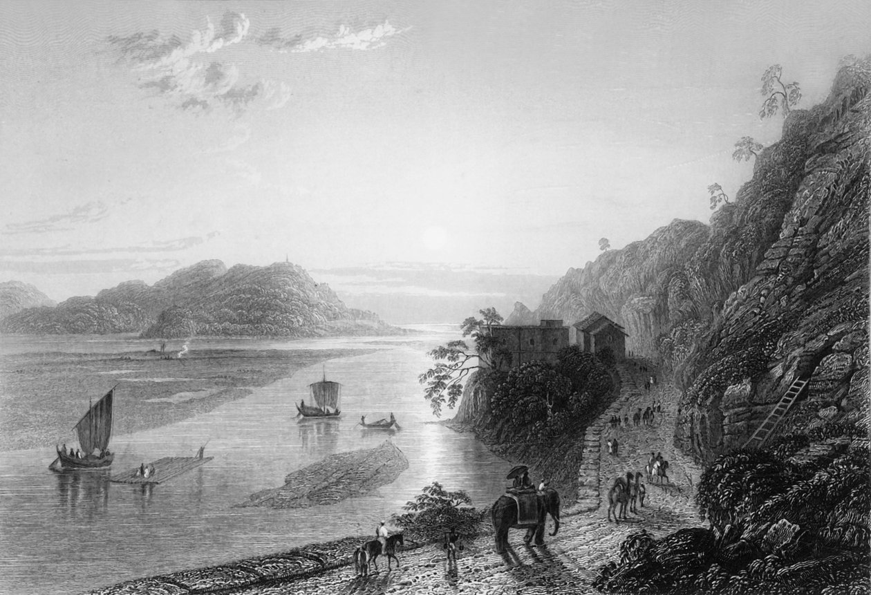 "A Gangesz belép a síkságra Hurdwar közelében", 1838. alkotó: George Francis White