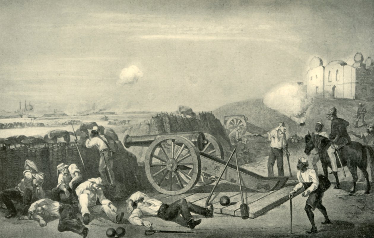 Egy nehéz nap az akkumulátorokban Delhi előtt, 1857, 1901. alkotó: George Francklin Atkinson