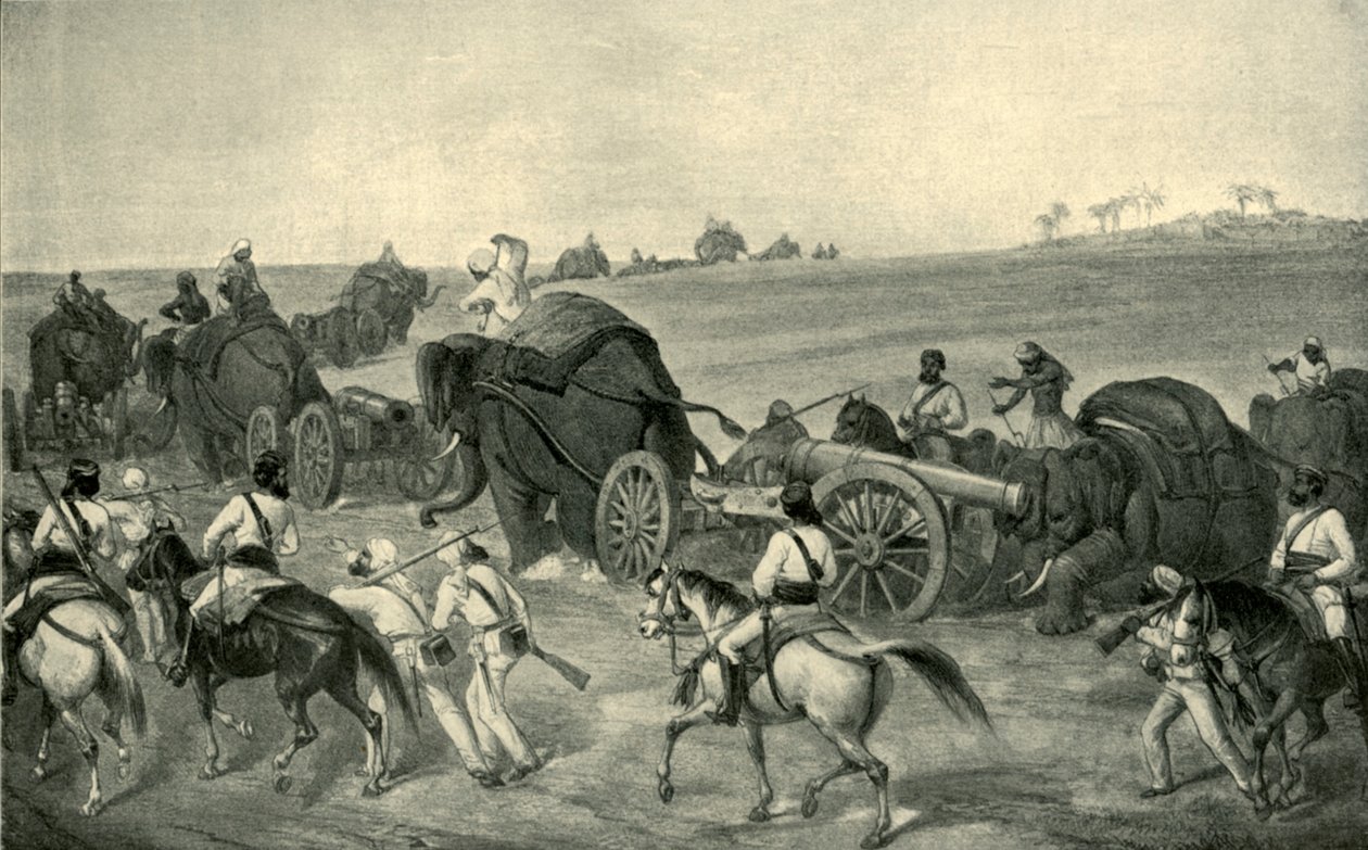 Az ostromvonat előrenyomulása Delhibe, 1857, 1901. alkotó: George Francklin Atkinson