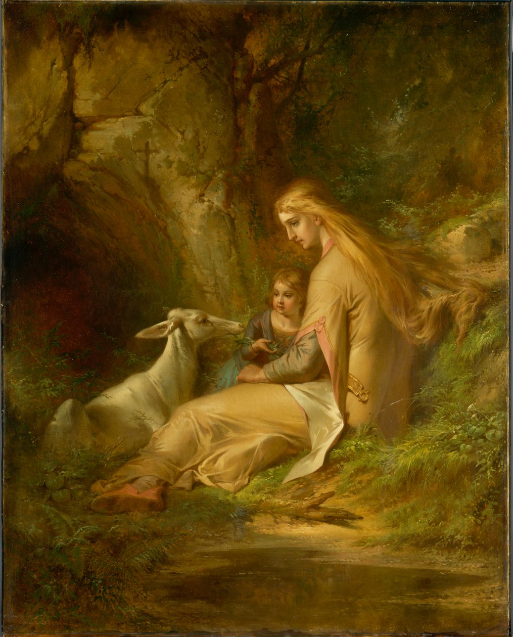 Brabanti Szent Genevieve az erdőben, 1860-as évek. alkotó: George Frederick Bensell