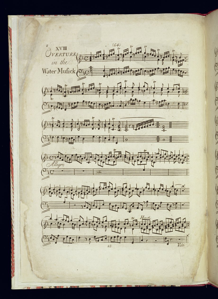Mu.Ms.447.p2 A vízi zene 1. oldala alkotó: George Frederick Handel