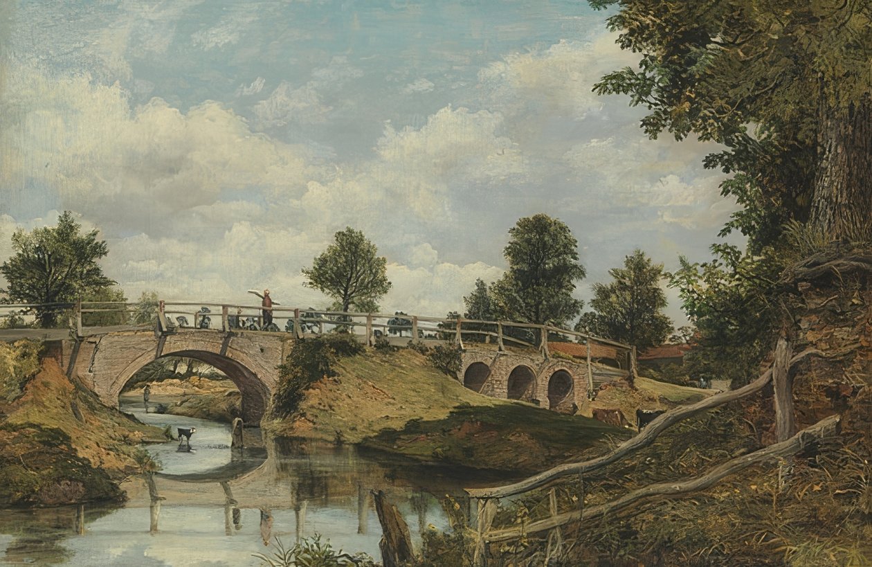 Egy régi híd Hendonban, Middlesexben. 1828 körül alkotó: George Frederick Watts