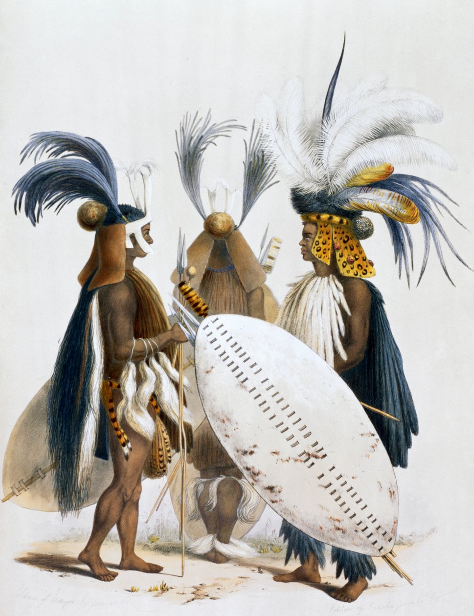 „A Panda király hadseregének zulu katonái”, 1849 alkotó: George French Angas