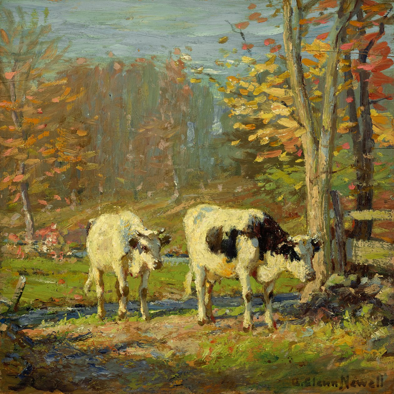 The Lane to the Brook (olaj a panelen) alkotó: George Glenn Newell