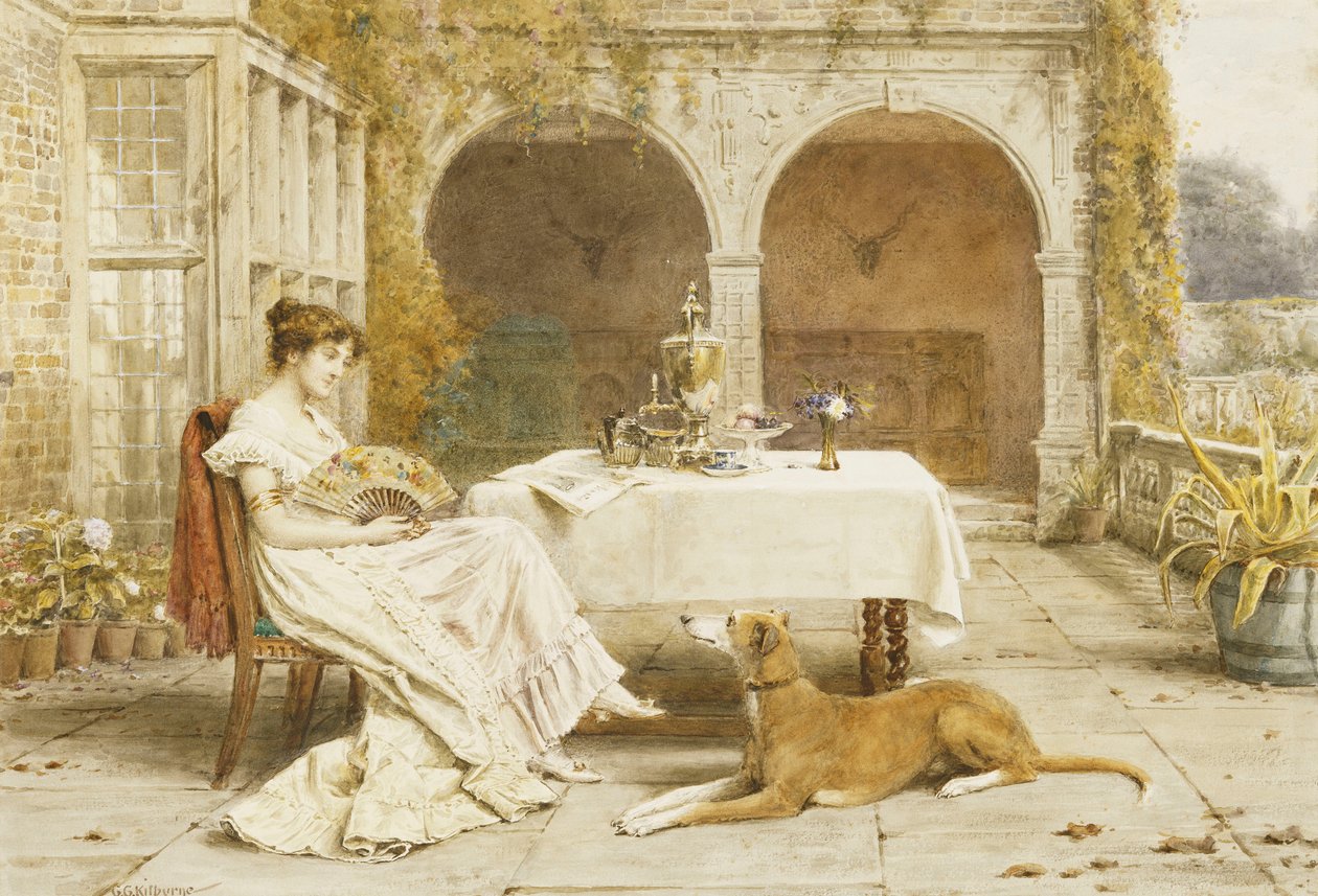 Hűséges barát teaidőben, alkotó: George Goodwin Kilburne