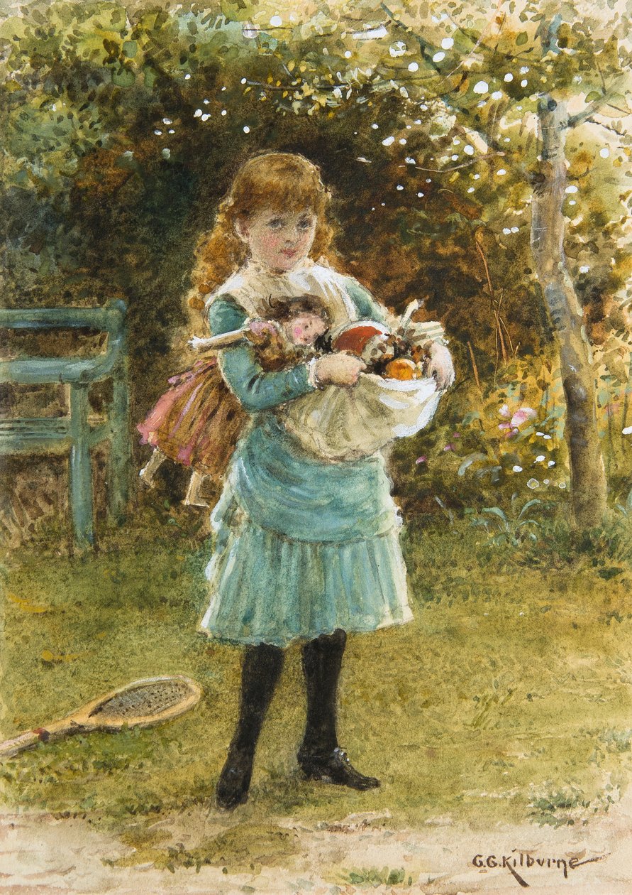 Going Out to Play (akvarell) alkotó: George Goodwin Kilburne
