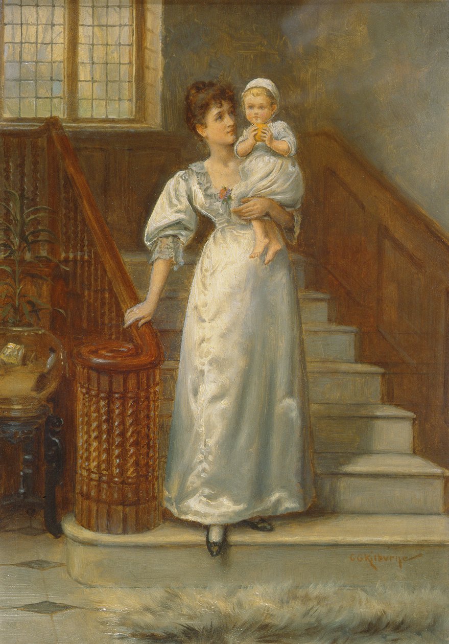 A lépcsőházban (olaj a panelen) alkotó: George Goodwin Kilburne
