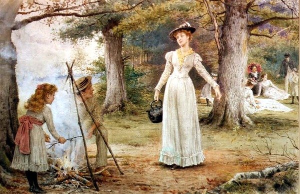 Stoking the Fire (wc) alkotó: George Goodwin Kilburne