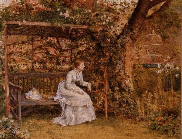 A hölgy és papagája alkotó: George Goodwin Kilburne
