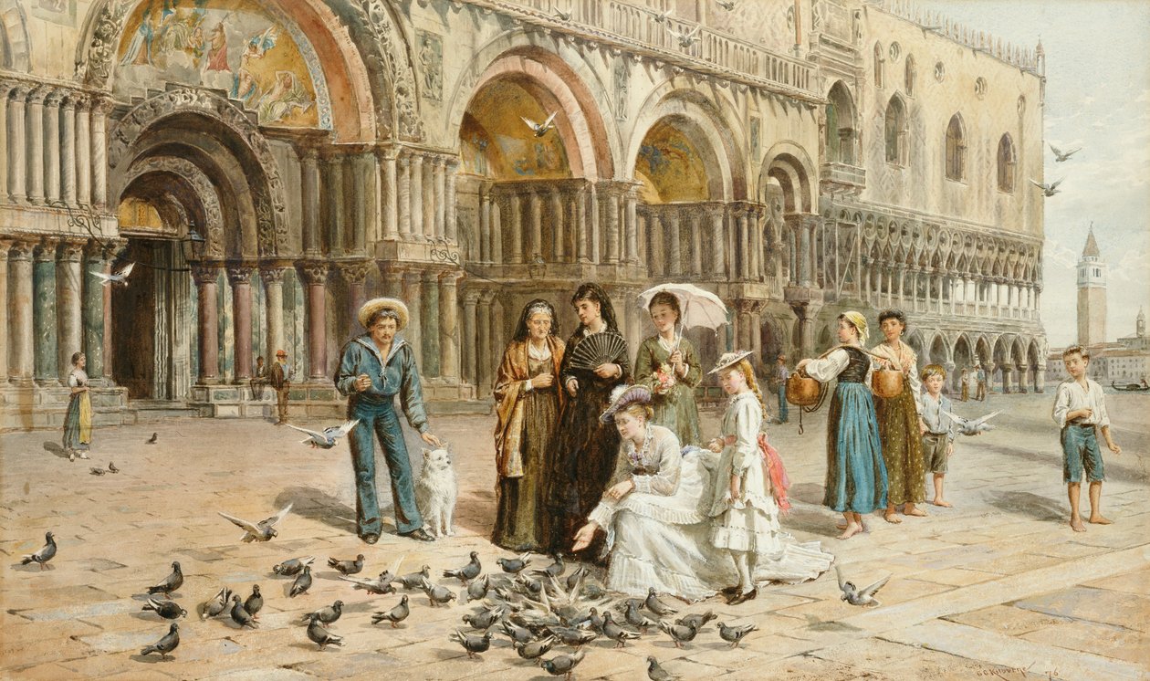 Szent Márk galambjai, Velence, Olaszország, 1876 alkotó: George Goodwin Kilburne