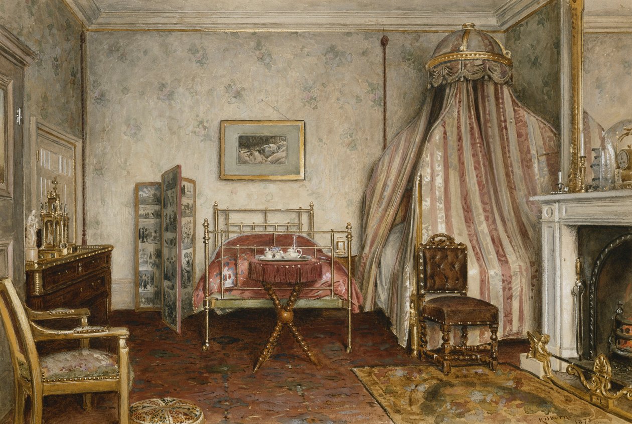 Kilátás a hálószobára, ahol III. Napóleon meghalt, Camden Place, Chislehurst, Kent, 1873 alkotó: George Goodwin Kilburne