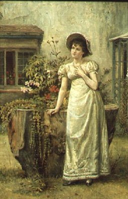 Fiatal nő egy fatönk mellett alkotó: George Goodwin Kilburne