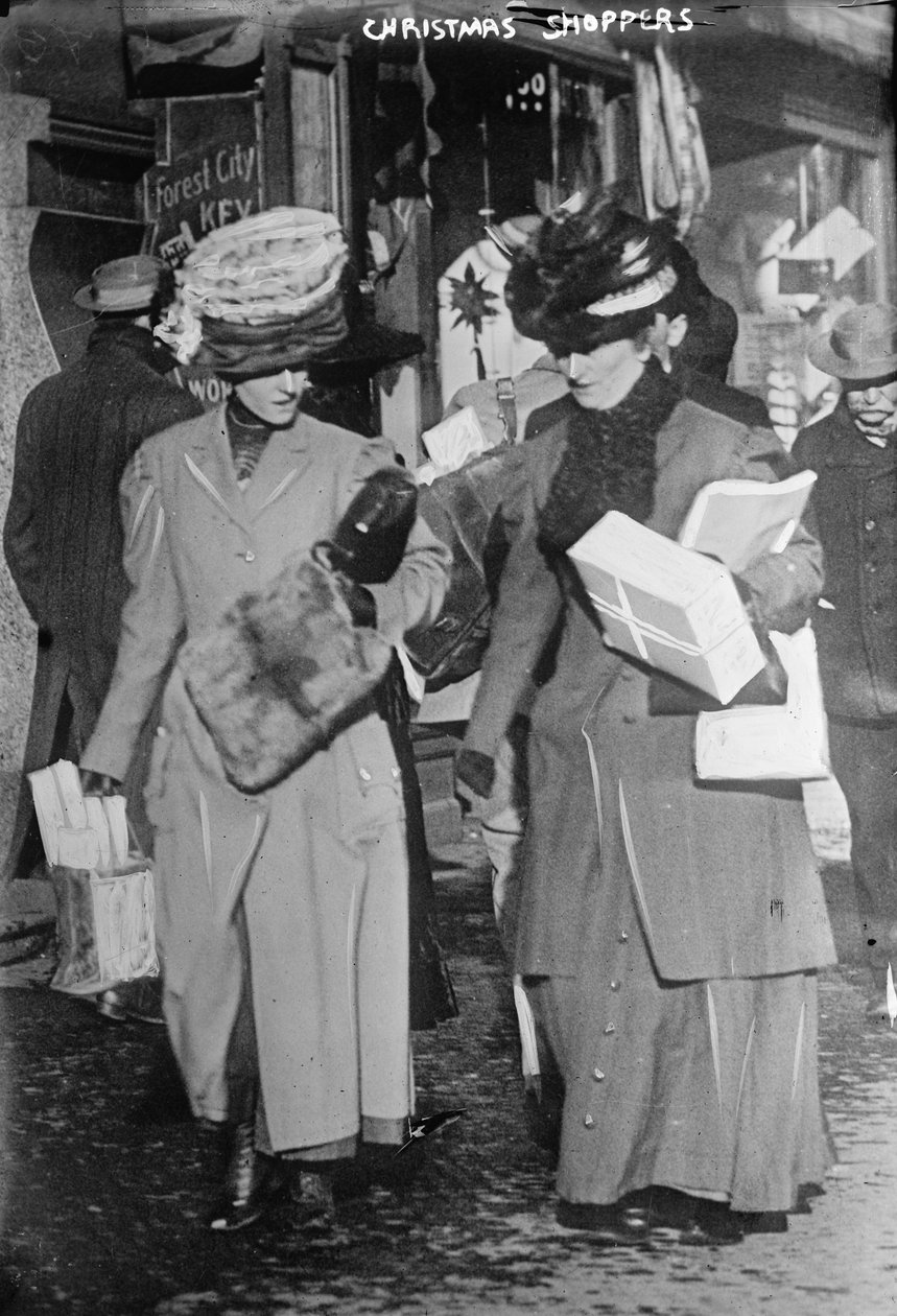 Karácsonyi vásárlók, 1910 körül (f/w fotó) alkotó: George Grantham   Bain News Service Bain