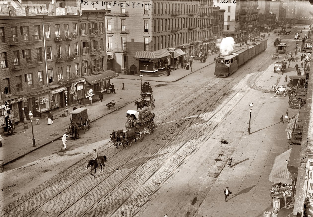 Eleventh Avenue és New York Central Railroad, készítette: Bain, George Grantham (1865-1944). Albumin Photo, c. 1911. Magángyűjtemény alkotó: George Grantham   Bain News Service Bain