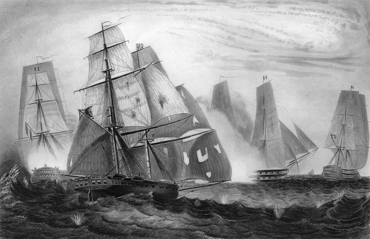 Charles Napier kapitány rettenthetetlen viselkedése, 1809. április 15. c1857. alkotó: George Greatbatch
