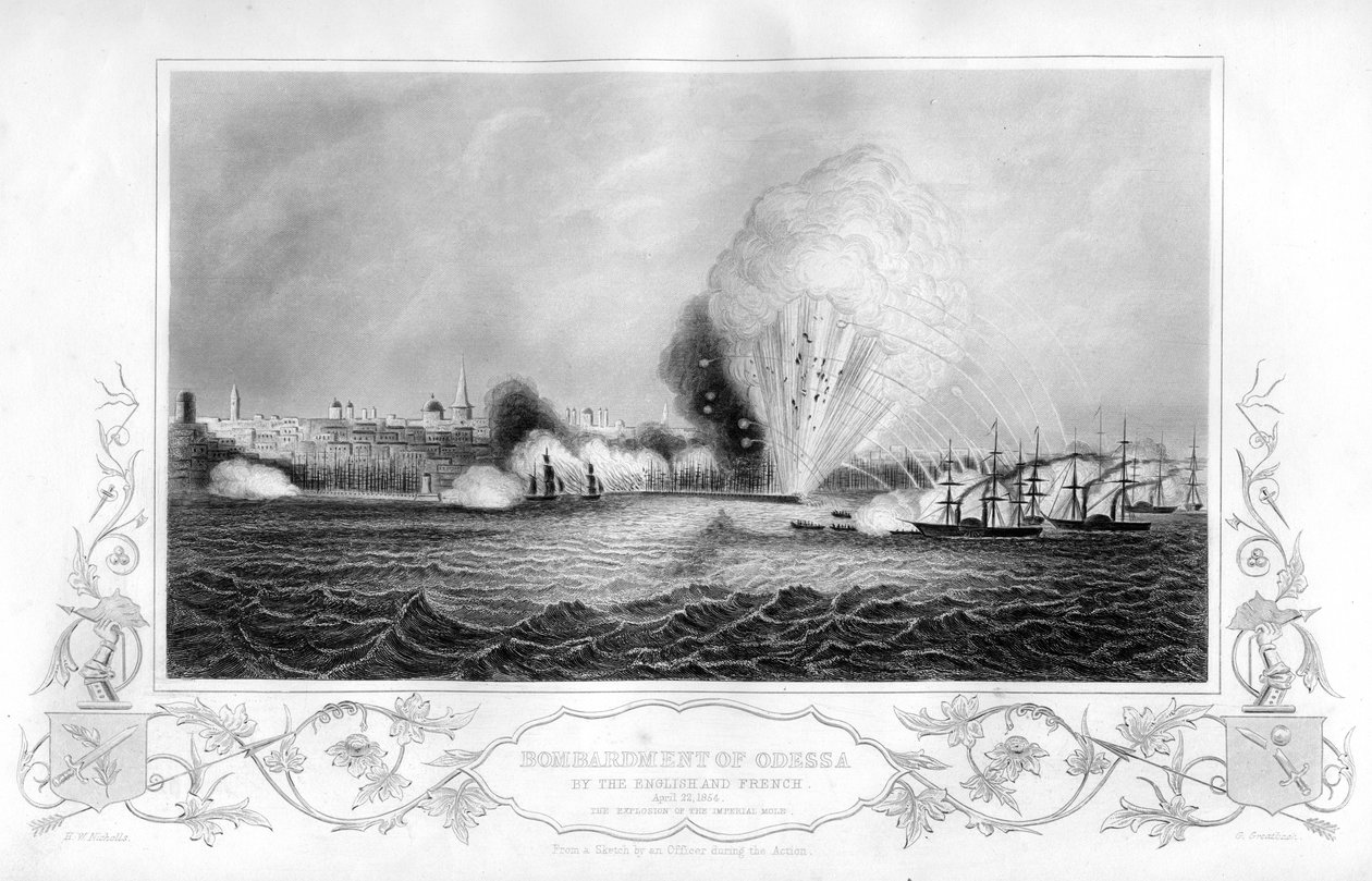 A birodalmi vakond robbanása Odessza bombázása során, Ukrajnában, 1854-1857. alkotó: George Greatbatch