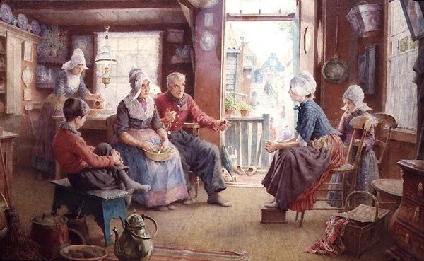 Vollendam Holland (akvarell, papír) alkotó: George Gregory