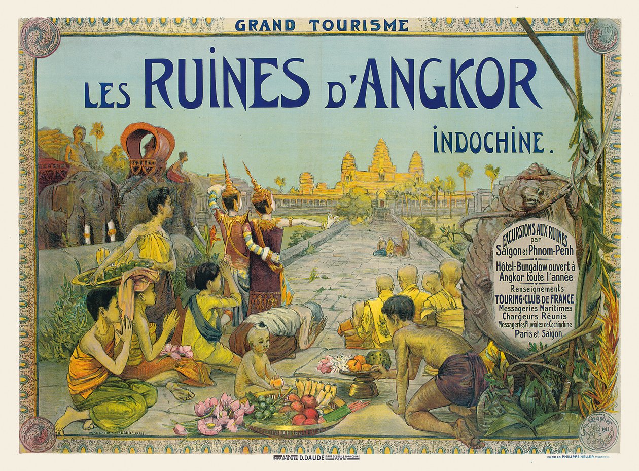 Francia plakát, amely az indokínai Angkor templomait hirdeti alkotó: George Groslier