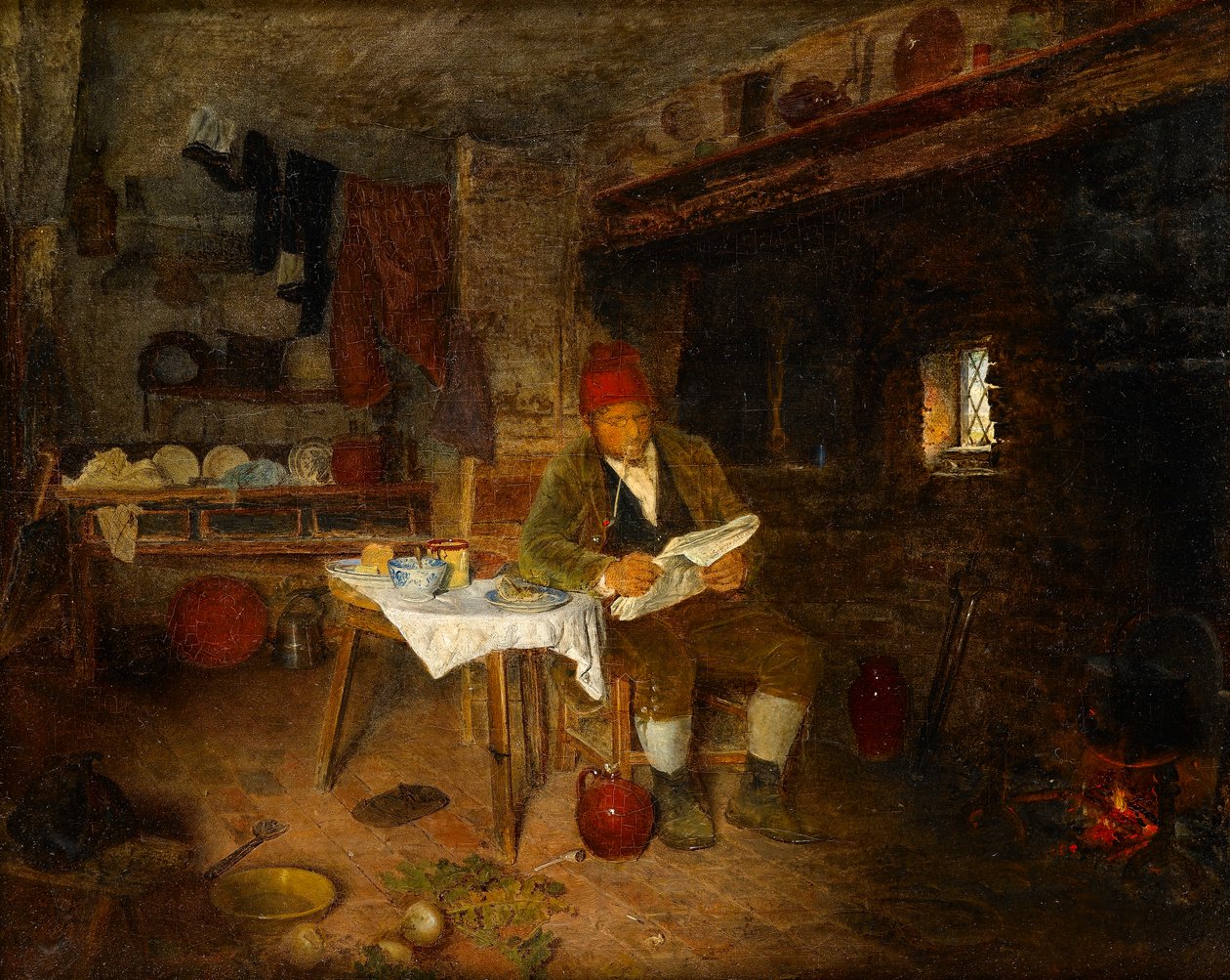 Rusztikus otthon: Hírek olvasása, 1855 alkotó: George Hardy
