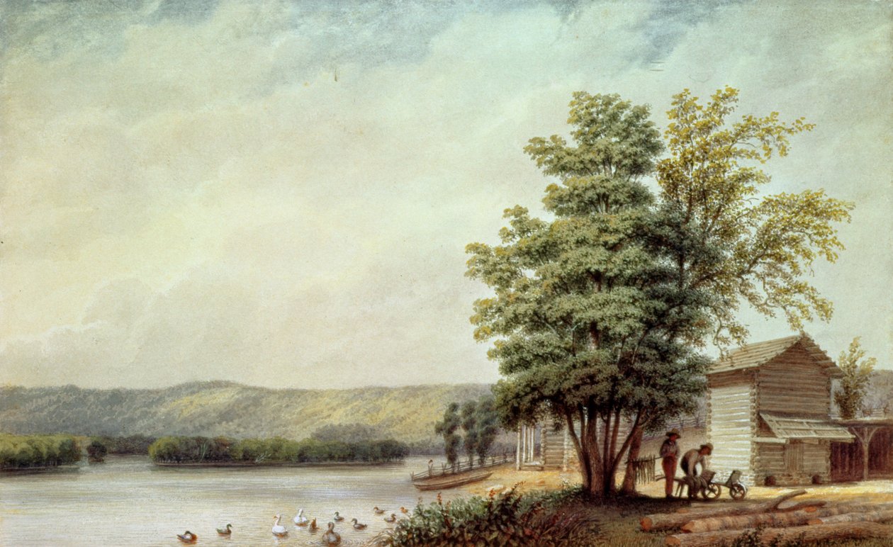 Cirro Cumulus – Házak egy dohányültetvényen, Virginia, 1830-40 körül (akvarell papíron) alkotó: George Harvey