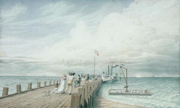 Gomolyfelhő vagy mennydörgésfelhő, Portland móló, Erie-tó, 1830-40-es évek (akvarell és ceruza papíron) alkotó: George Harvey
