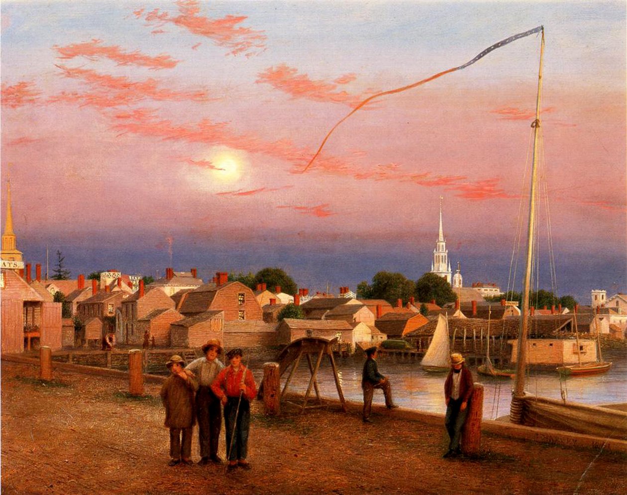 Newport, a nap vége, 1851 (olaj, papír, vászon) alkotó: George Harvey