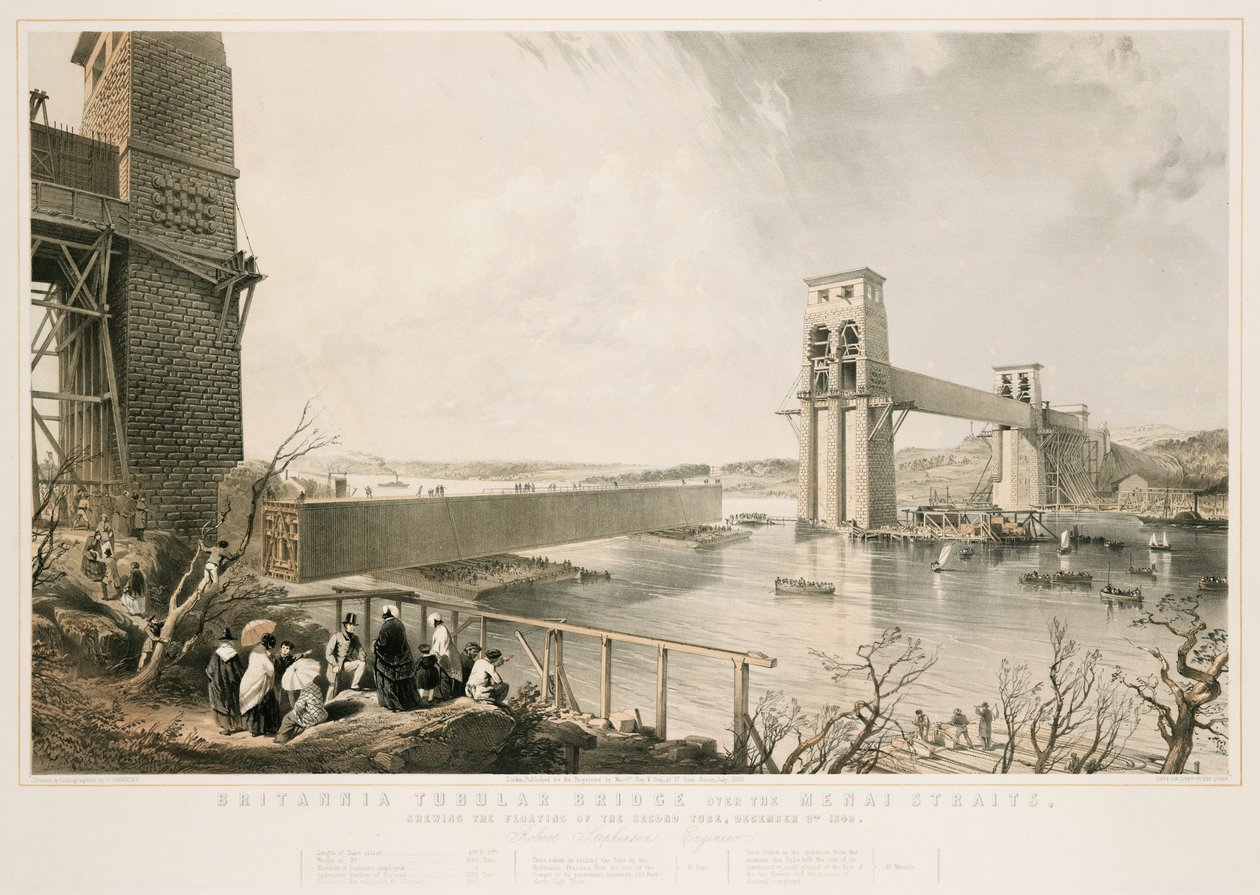 Britannia Tubular Bridge építkezés közben, 1849. december 3 alkotó: George Hawkins