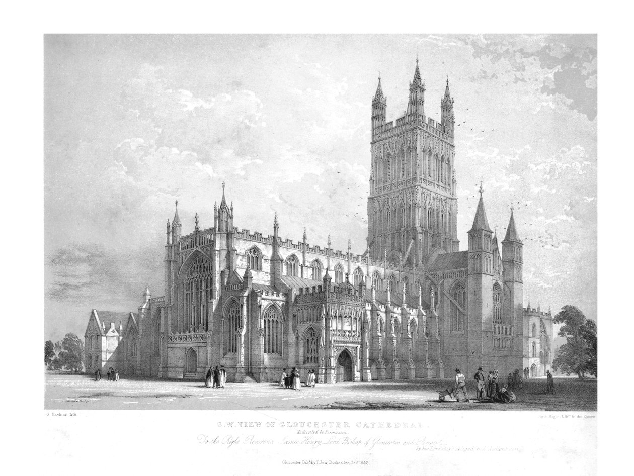 S.W. Kilátás a gloucesteri katedrálisra, 1842. alkotó: George Hawkins