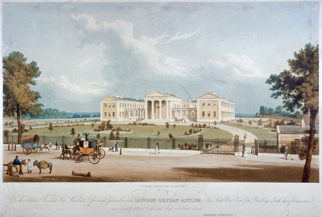 A londoni árva menhely délnyugati nézete Lower Claptonban, Hackney, London, c1830 alkotó: George Hawkins