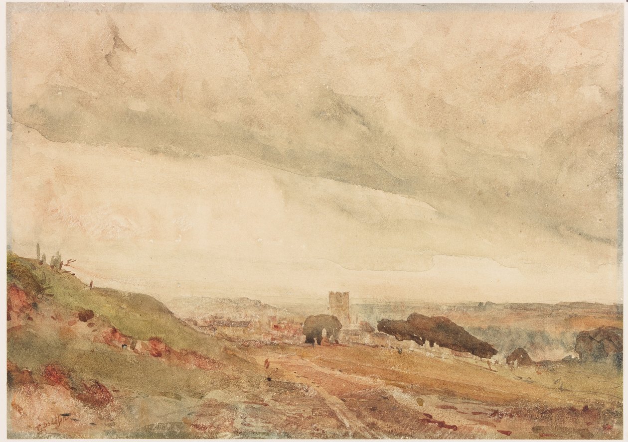 Richmond, Yorkshire (ceruza és akvarell papíron (kártyára ragasztva)) alkotó: George Haydock Dodgson